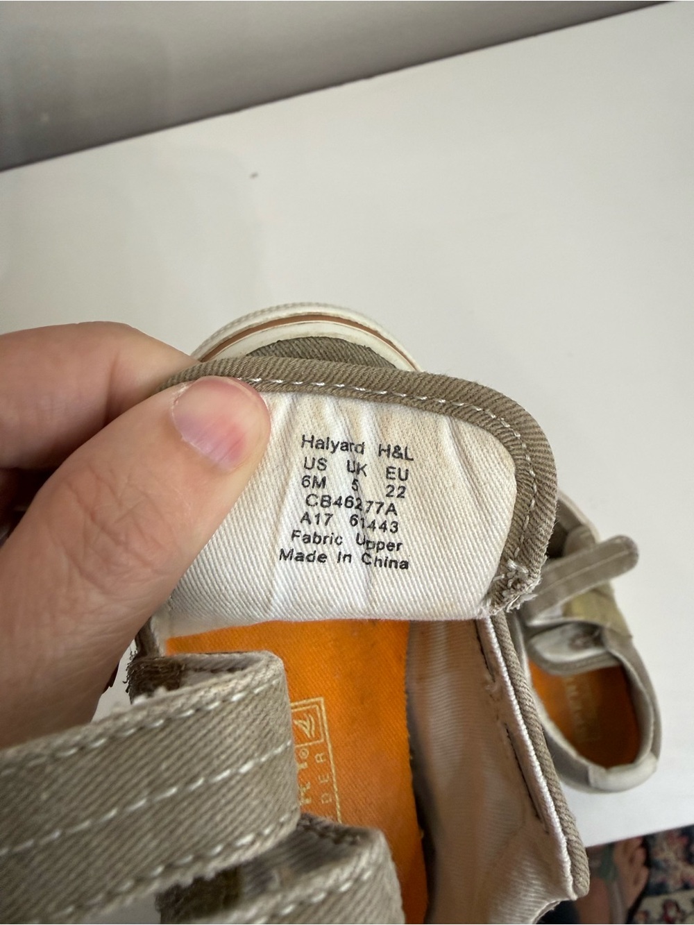 Sperry Kids Taupe green Canvas Hook-and-Loop Sneakers size 5 - Picture 7 of 7